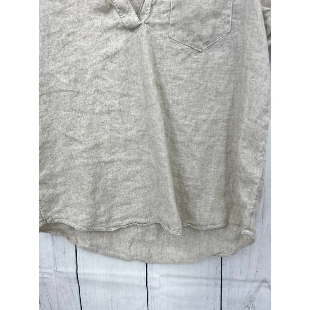 J. Crew (M) 100% LINEN Cream Short Sleeve Top Blouse - Picture 5 of 7